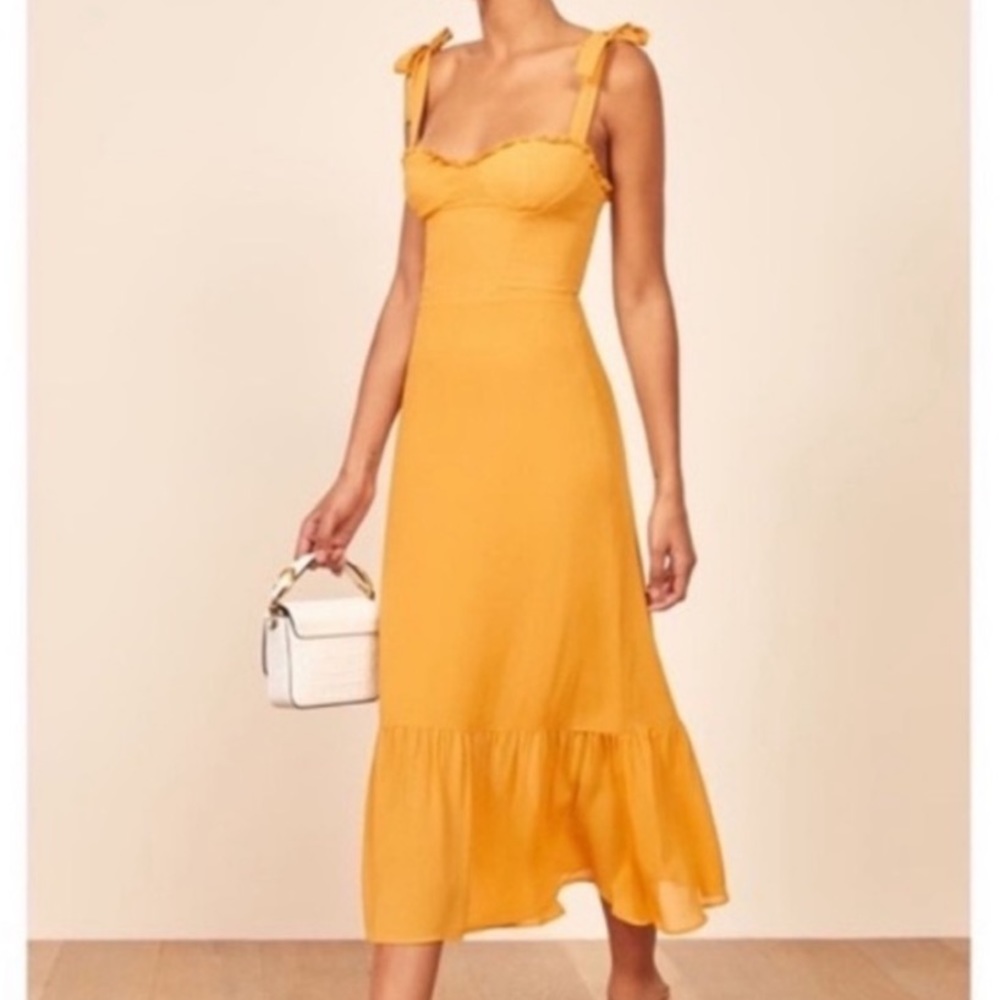 Reformation Nikita Midi Dress in Ochre Size 6
